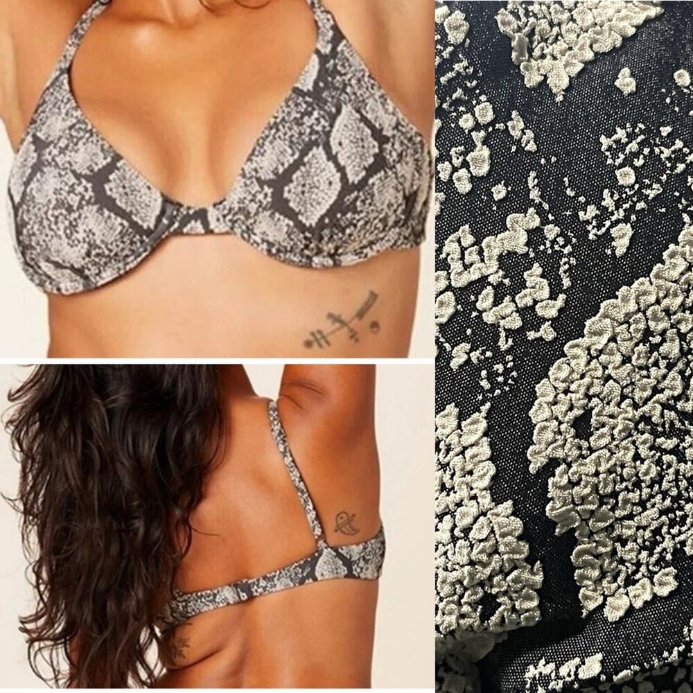 Andie Swim Sicily Bikini Top Snake Print 90s Vibe MEDIUM Animal Print